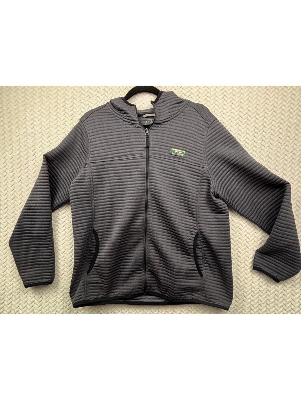 L.L.Bean Women's Large Regular Gray Polyester Zip-Up Hoodie Jacket